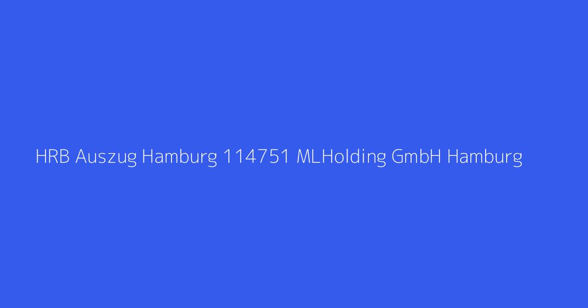 HRB Auszug Hamburg 114751 MLHolding GmbH Hamburg